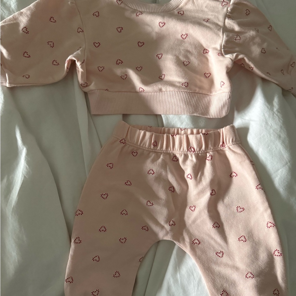 Cloud Island Blush Heart Pajama Set